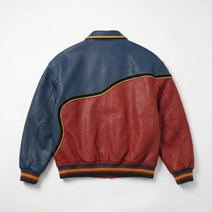 Chaqueta Bomber Varsity Azul y Roja |   Chaqueta Letterman con Bordado de Tigre |   Chaqueta bomber de cuero extragrande |   Fabricante OEM Personalizado - Product Image 2