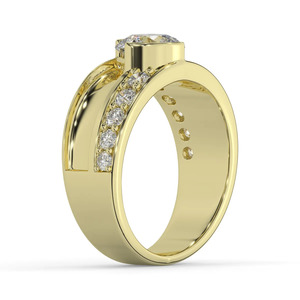 Bague de mariage demi-sertie en or massif avec diamant de laboratoire certifié taille brillant rond, clarté VVS1 – Cadeau de fiançailles, bijoux pour homme - Product Image 2
