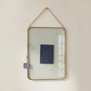 ARTISAN DESIGN Vertical round edges Metal Glass Hanging Photo <b>Frame</b> Chain Decorative Wall <b>Mounted</b> Home Office Wedding Decor - Product Image 1