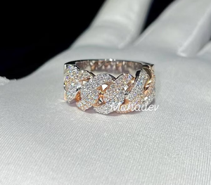 Geometric Chain Link Diamond <b>Ring</b> <b>Adjustable</b> Brass Zircon Claw Set Wedding Party Jewelry for Women - Product Image 5