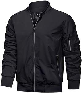 Blousons Bomber d'Hiver en Satin Fin pour Hommes Noirs, Brodés, Imperméables, Coupe-Vent et Respirants - Product Image 4