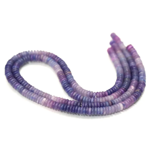 Cuentas de ópalo morado en forma de rondel plano, cuentas de ópalo Heishi de 5-6 mm en color lavanda púrpura, para la elaboración de joyería y manualidades. - Product Image 3