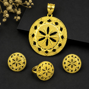 Conjunto de Colgantes al por Mayor de Oro Laminado 14K, 18K, 24K Estilo Turco Dubái, Conjunto de Colgantes Africanos Nigerianos, Conjunto de Moda de Oriente Medio - Product Image 2