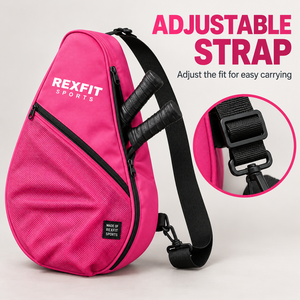 Bolsa de transporte para raqueta de squash Rexfit Sports, personalizada, con correa de hombro individual y bolsillo de malla con cremallera para sesiones en la cancha. - Product Image 5