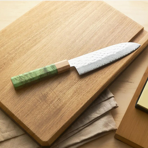 Couteau de chef artisanal en acier Damas écologique et durable, manche en bois Pakka, étui en cuir, usage professionnel en cuisine - Product Image 2