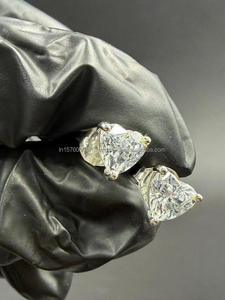 Classic Heart Cut Moissanite Diamond Earrings 925 Sterling <b>Silver</b> Luxury Women <b>Stud</b> Jewelry - Product Image 4