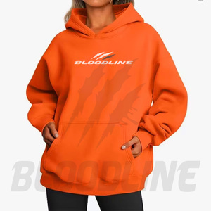 เสื้อฮู้ด BLOODLINE สีฟ้าอ่อน ยูนิเซ็กส์ พิมพ์ลายดิจิทัล โลโก้ด้านหน้า ทรงปกติ สไตล์ฮิปฮอป ผ้าฝ้าย 100% เฟรนช์เทอร์รี่ - Product Image 5