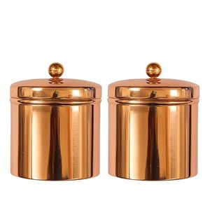 Contenants de stockage alimentaire en cuivre, forme cylindrique, couvercles hermétiques, design moderne, ensemble empilable de 2 pour la conservation des épices de cuisine - Product Image 6
