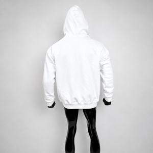 <b>Men's</b> White Hooded <b>Sweatshirt</b> With <b>Red</b> Drawstrings And Pocket Casual Autumn Wear Regular Fit Knitted French Terry 100% Cotton - Product Image 5
