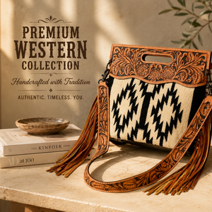 Western Tooled Leather Crossbody Bag Handmade Fringe Shoulder Purse Southwestern Tribal Woven <b>Handbag</b> Women Boho Travel Eco - Product Image 4