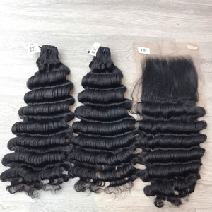 ผมเวียดนามคุณภาพสูงแบบ Deep Wave สำหรับทำวิกผมพร้อม Closure แบบ Super Double Drawn ขายดี คุณภาพเยี่ยม ผมแท้ - Product Image 2