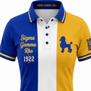 Polo 3 panneaux Sigma Gamma Rho pour femme, bleu roi, or et blanc, avec lettres grecques brodées sur mesure, vêtement de mode pour sororité - Product Image 6