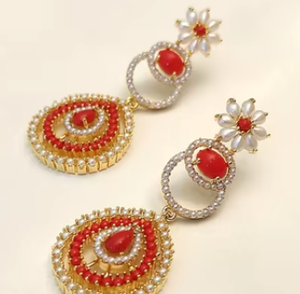 Designer Classy Pearl Look Best Quality <b>Earrings</b> <b>Set</b> Beautiful Design Perfect for Weddings Celebrations Modern Wear <b>Earrings</b> - Product Image 2