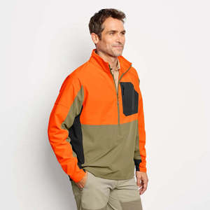 <b>High</b>-<b>Visibility</b> Blaze Orange Men's Hunting <b>Jacket</b> Waterproof 1/4 Zip Outdoor Performance Pullover <b>Softshell</b> Field Gear Coat - Product Image 5