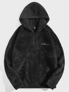 Sudadera con capucha para hombre, extragrande, de algodón grueso, con hombros caídos, bordado desgastado, estampado, estilo urbano. - Product Image 6