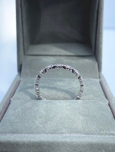 Classic Women's 925 <b>Silver</b> Plated Rhodium Eternity Band <b>Ring</b> With Natural Round Diamond Pave Setting For Engagement - Product Image 3