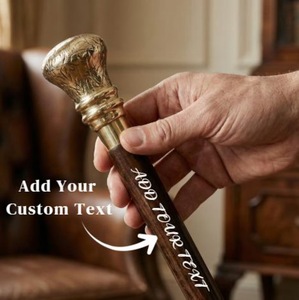 Natural Wooden Eco-Friendly Polished Brass Handle Rustic Modern Walking Sticks Canes for Gifts - Product Image 1