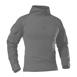 Camiseta de Hombre con Cierre de Cremallera, Color Negro Verde Oliva, Tejido Transpirable de Poliéster, Color Sólido, Diseño con Bolsillo Frontal con Logotipo, Corte Regular - Product Image 2