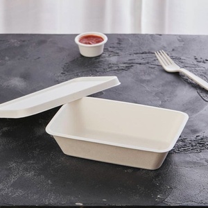 Boîte à emporter robuste en bagasse de 1000 ml, emballage anti-fuite pour les vendeurs de rue et les cuisines nomades, idéale pour le déjeuner, le dîner et la conservation des aliments - Product Image 1