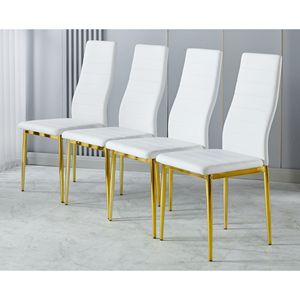 Ensemble de 4 chaises de salle à manger avec pieds dorés et assise blanche - Product Image 2