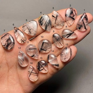 Quartz Rutile Noir, Pièces Uniques Assorties, Cabochons de Pierres Précieuses en Vrac pour la Fabrication de Bagues, Pendentifs, Bracelets en Macramé, Boucles d'Oreilles et Bijoux - Product Image 3