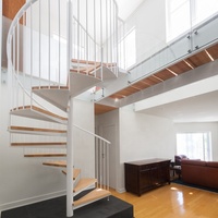 Escalier en colimaçon en acier au carbone sur mesure, balustrades courbes en verre pour villa intérieure, duplex, décoration intérieure, balustrade – Fournisseur d'usine
