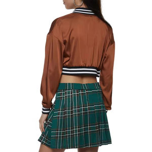 Veste courte de style universitaire pour femmes, best-seller, avec logo personnalisé, élégante, à manches longues, coupe courte, vêtements décontractés, vestes universitaires courtes pour femmes - Product Image 6