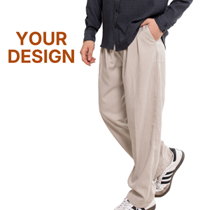 Pantalon plissé formel pour homme en mélange de laine, taille haute, coupe droite, noir et bleu marine, idéal pour l'automne - Product Image 4