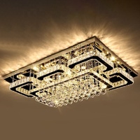 Plafonnier LED carré de luxe, luminaire de plafond en cristal pour hall d'hôtel, éclairage pour projets de construction