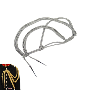 Silver <b>Braided</b> Metallic <b>Cord</b> Aiguillette for Uniform Garment Classical Style - Product Image 3