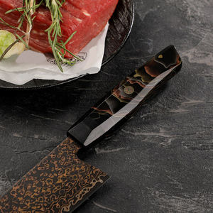 Couteau de chef artisanal de luxe en cuivre damas avec motif élégant et manche en bois durable pour une cuisine gastronomique - Product Image 3