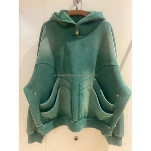 Pull à capuche vintage personnalisé de haute qualité, bas côtelé, poches de rue 100% coton, sweats à capuche lavés à l'acide, vente en gros sur mesure - Product Image 5