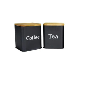 Boîte à thé minimaliste en métal noir avec poignée dorée, couvercle magnétique, forme rectangulaire, récipient de cuisine, préservation de la fraîcheur - Product Image 3