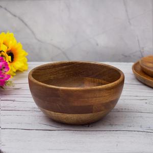 Bol à salade et à soupe multifonction en bois d'acacia brun pour le petit-déjeuner, la cuisine à domicile, les fêtes, prix abordable - Product Image 6