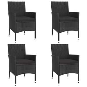 <b>Black</b> Rattan Outdoor Dining Set 4 Seater Weather Resistant Patio Garden Furniture Contemporary Design Metal <b>Frame</b> - Product Image 6