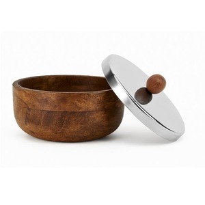 Bols de service en bois écologiques très demandés avec couvercle en acier inoxydable pour présentation de mariage et stockage alimentaire dans les cuisines modernes - Product Image 6