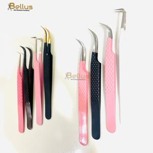 Pince à épiler professionnelle Bellus International 45 90 à pointe incurvée en fibre pour extensions de cils, en acier inoxydable, précision pour cils - Product Image 6