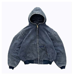 Sweat-shirt à capuche oversize en denim délavé pour homme, style décontracté, couleur unie, en molleton de coton, coupe-vent, avec poches, idéal pour l'automne - Product Image 4