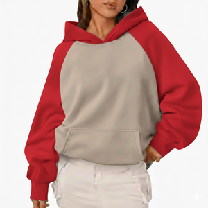 เสื้อฮู้ดโอเวอร์ไซส์แฟชั่นฤดูหนาวสำหรับผู้หญิง ทรงหลวม ผ้าฝ้าย 100% โลโก้ด้านหน้า อุ่นสบาย แขนยาว สไตล์ลำลอง - Product Image 1