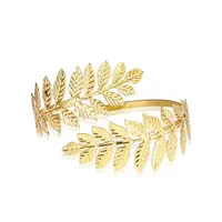 Venta caliente Vintage único diseño hierro chapado en oro hojas superior brazalete brazaletes griego romano Laurel hoja brazo pulsera