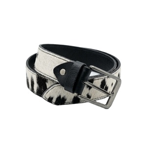 Ceinture vintage en cuir de vachette 100% avec poils, faite à la main, rétro, décontractée, large, avec boucle à ardillon en alliage, imprimée FAZMAX FC-1127 - Product Image 1