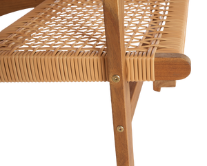 Banco de 2 plazas de ratán de madera de acacia | Respaldo de mimbre tejido a mano | Estilo patio exterior de mediados de siglo | Fabricante de Vietnam - Product Image 4