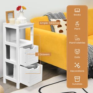 ตู้เก็บของอเนกประสงค์แบบตั้งพื้นทำจากไม้ พร้อมชั้นวางของ 1 ชิ้น ตู้เก็บของสำหรับห้องน้ำ - Product Image 5