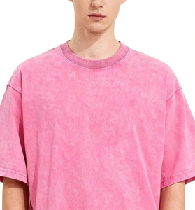 Camiseta de Algodón Lavado Oversize para Hombre, Estilo Vintage, Ajuste Holgado, Streetwear, Jersey, OEM, Venta al Por Mayor - Product Image 3