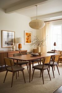 Luxury <b>Mid</b> <b>Century</b> Japandi Solid Teak Wood Dining <b>Table</b> Set for Modern Dining Room - Product Image 2