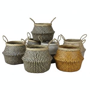 Handwoven Seagrass Belly <b>Basket</b> Natural Foldable Storage <b>Basket</b> <b>for</b> Laundry <b>Plant</b> Home Decoration and Organizer - Product Image 5