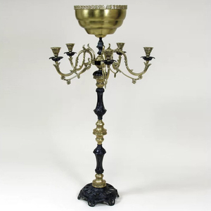 <b>Decorative</b> Metal for Events and Wedding Lighting High Quality Wedding Candelabra 5 Arms <b>Table</b> Centerpiece Silver Plated - Product Image 4