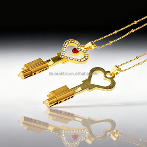 Keuschheitskäfig Schloss- und Schlüsselset – Diskretes, unsichtbares, verstecktes Messing-Schlosskern-Herzschlüssel-Halskette BlueRabbit Großhandel OEM - Product Image 3
