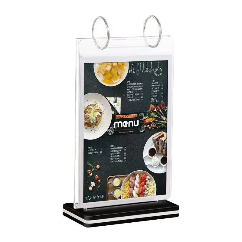 Custom simple counter use acrylic menu card storage table sign flip menu card holder display stand