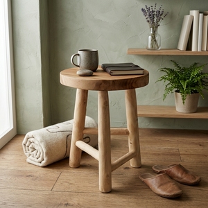 New Modern Minimalist Teak Log Wooden <b>Stool</b> Natural Solid Teak Branch Base Round Side Accent Table Living Room Patio <b>Outdoor</b> - Product Image 2